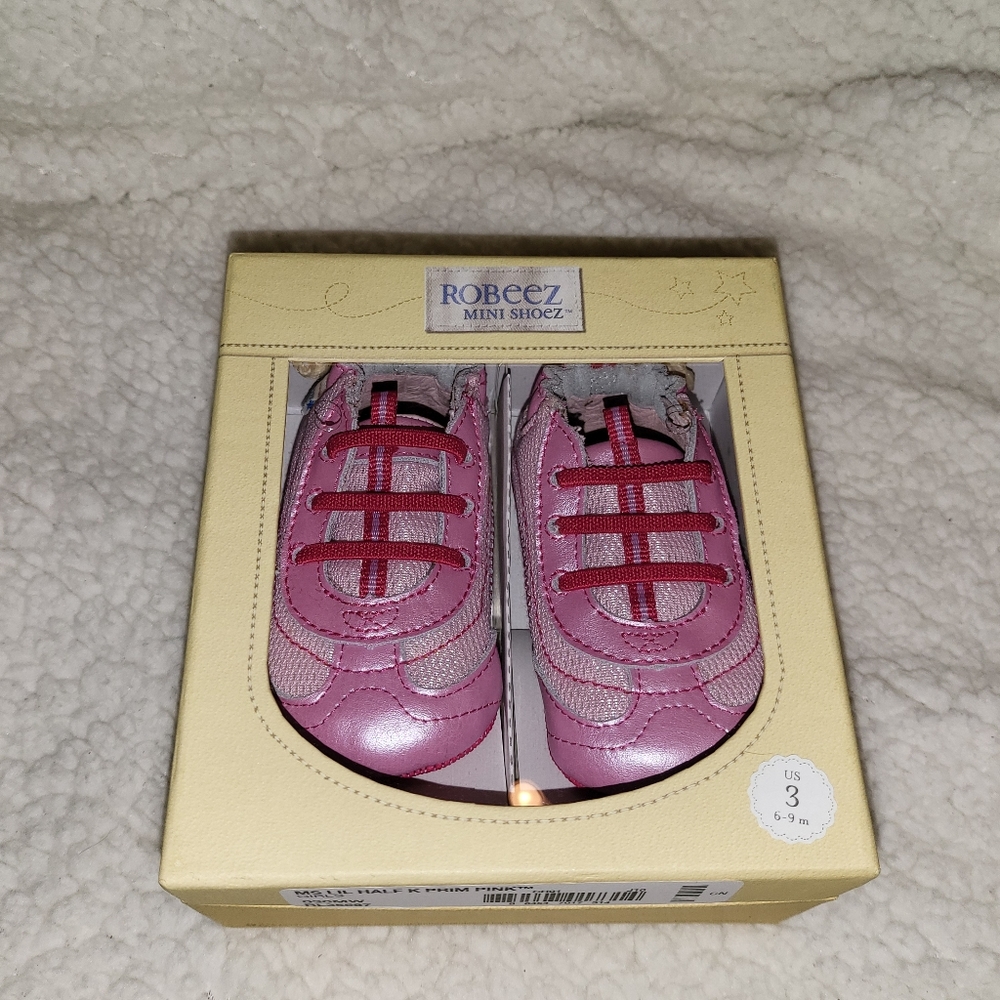 Robeez mini shoez baby shoes metallic pink & fuschia 3-6 mo